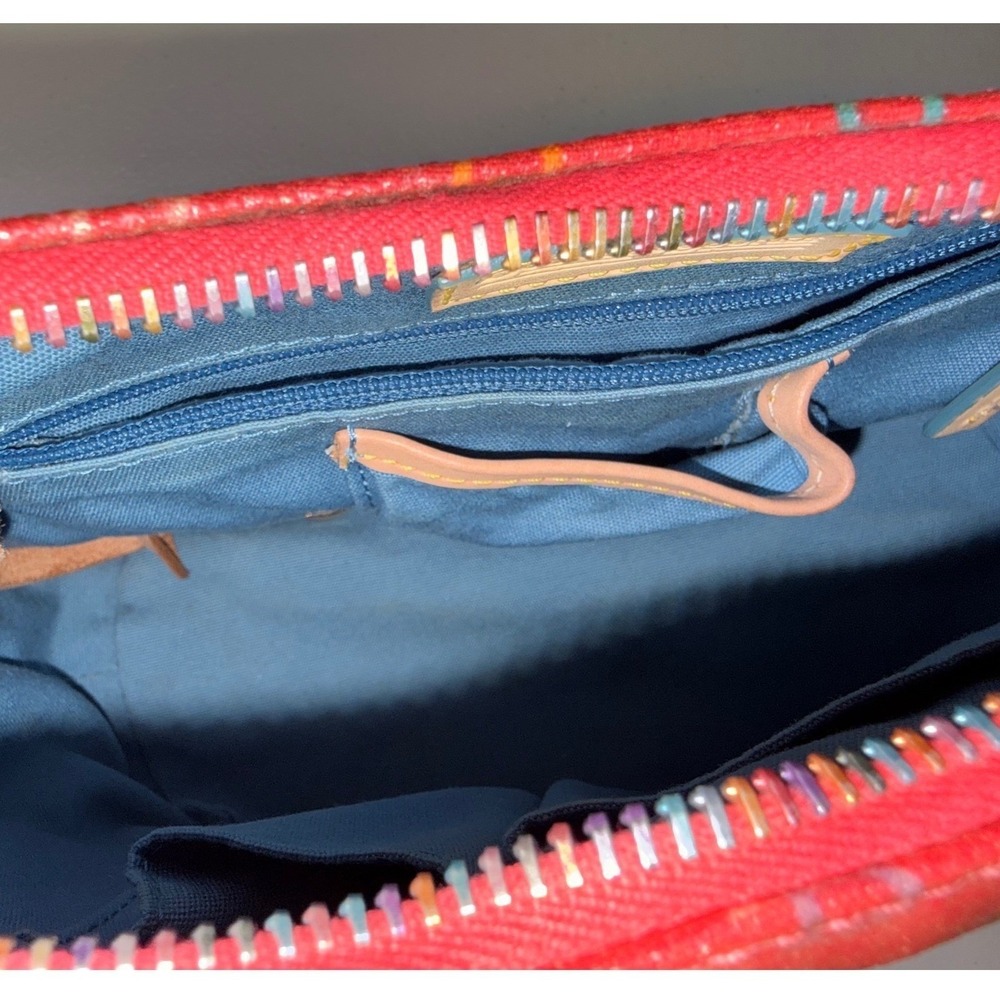 Dooney & Bourke Rainbow Monogram Red Coated Canvas Hobo Bag Y2K Vintage Medium - Picture 10 of 16